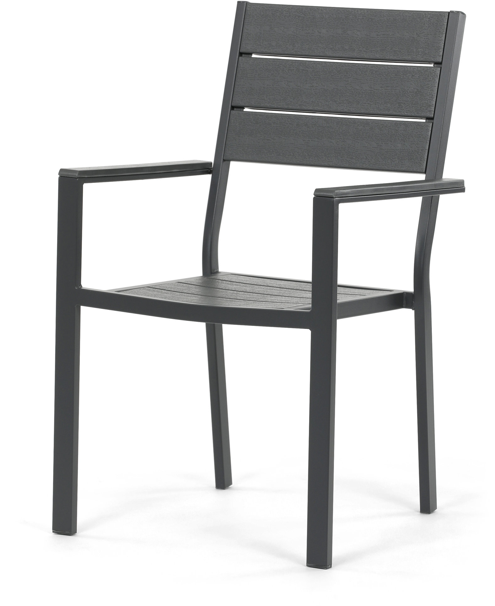 Autronic Záhradná zostava Belermo, stôl 156 × 80 cm, sivý kov, polywood doska, 6 stoličiek