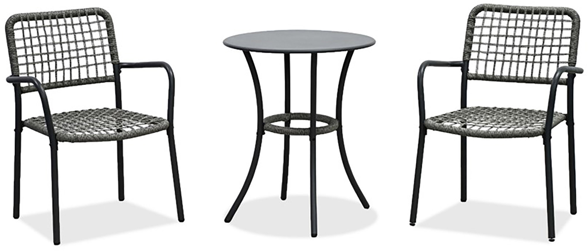 Autronic Balkónová súprava 1 + 2 Caffo, stôl 60 × 60, stolička umelý ratan, farba antracit, kov antr