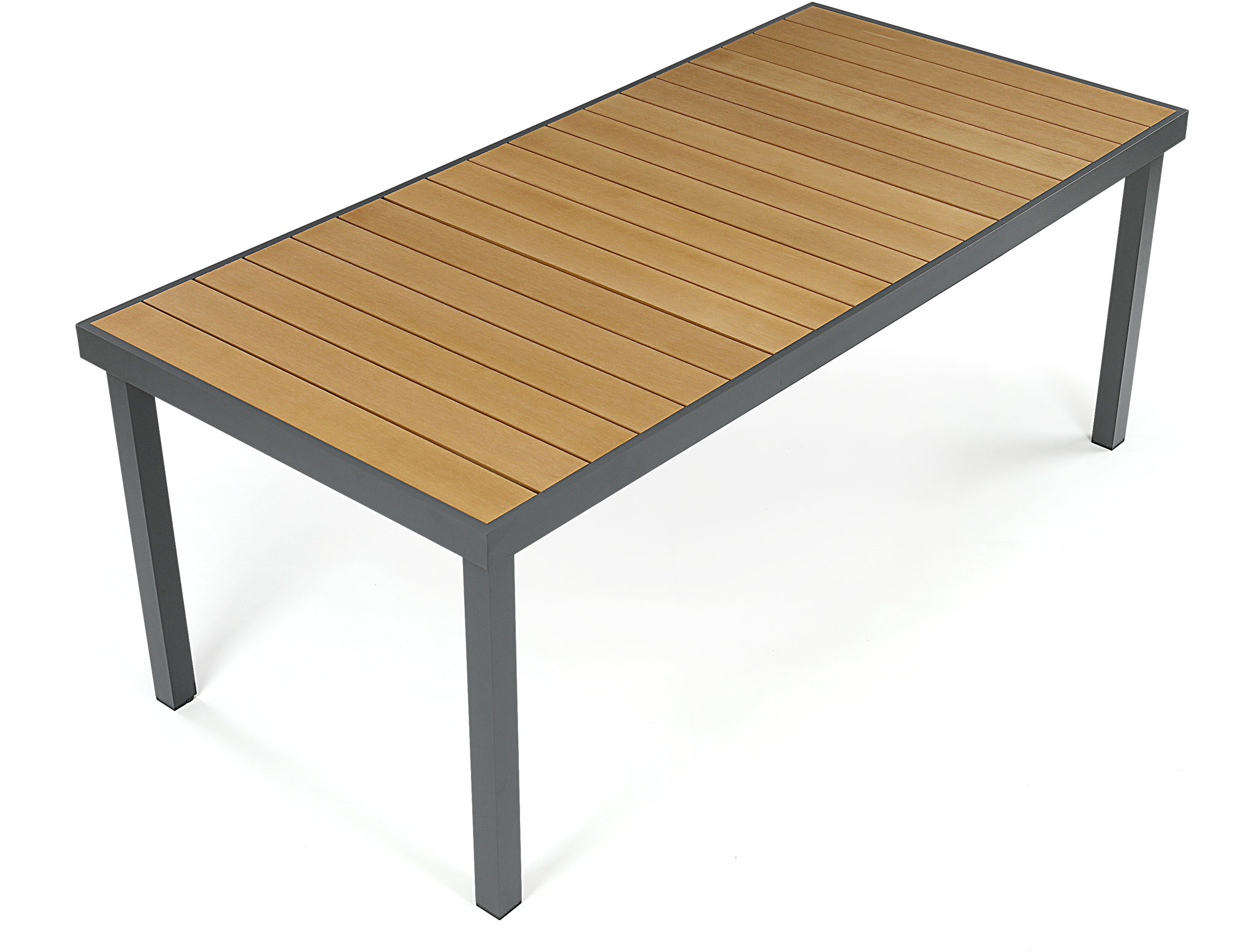 Autronic Záhradný stôl 190 × 90 Waro, sivý hliník, polywood v prírodnej farbe