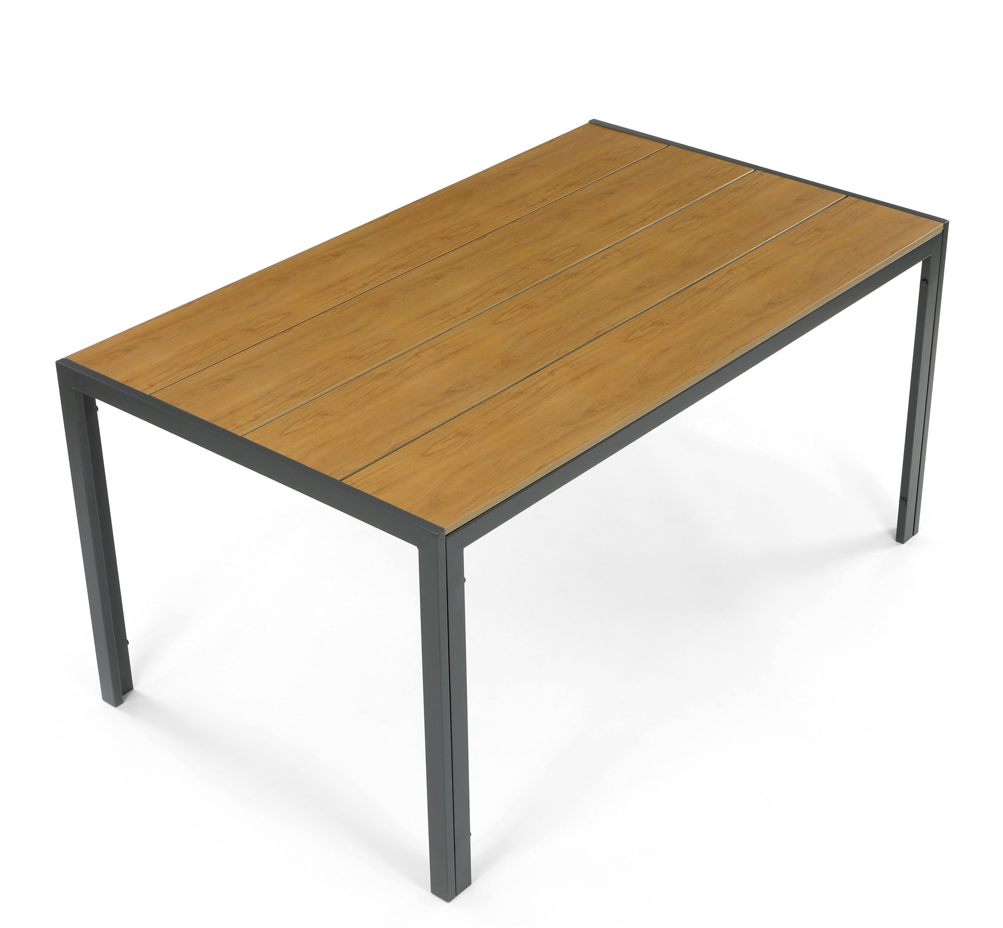 Autronic Stôl záhradný 150 × 90 × 73 Sereno, doska polywood v dekore duba, sivá kovová konštrukcia