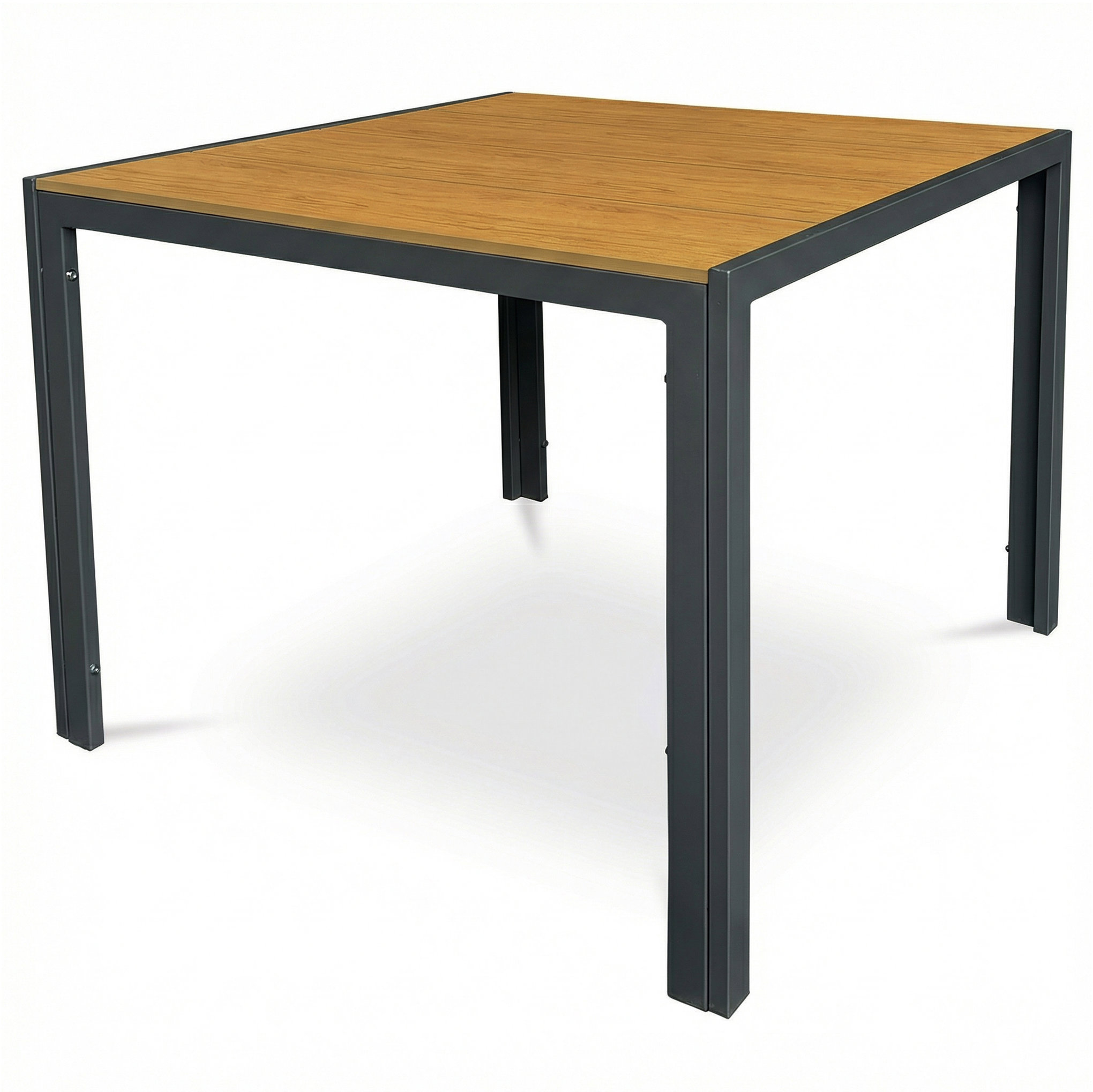 Autronic Stôl záhradný 90 × 90 × 73 Terano, doska polywood v dekore duba, sivá kovová konštrukcia