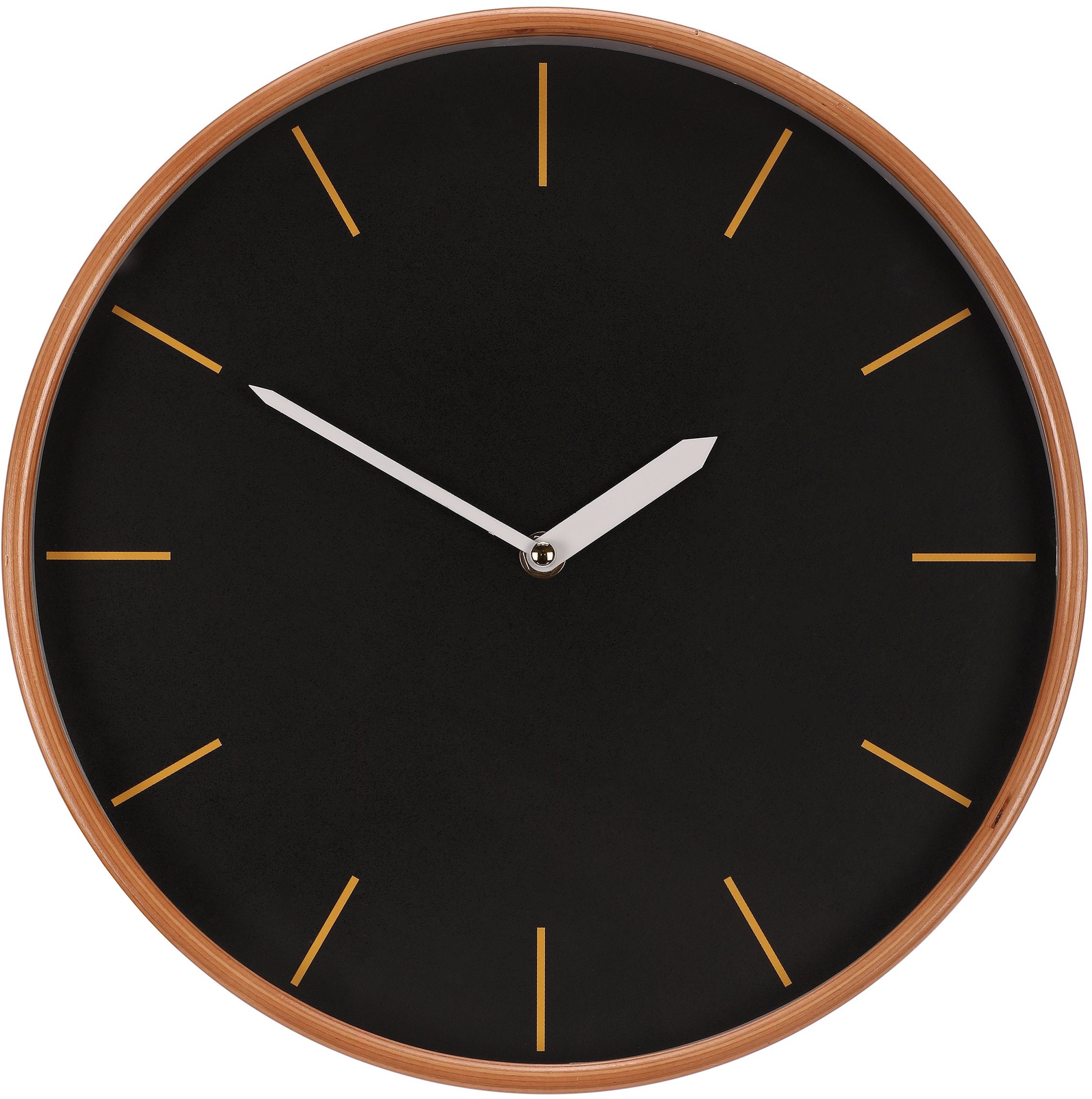 Hodiny nástenné 32 cm, MDF a drevený rám, čierne