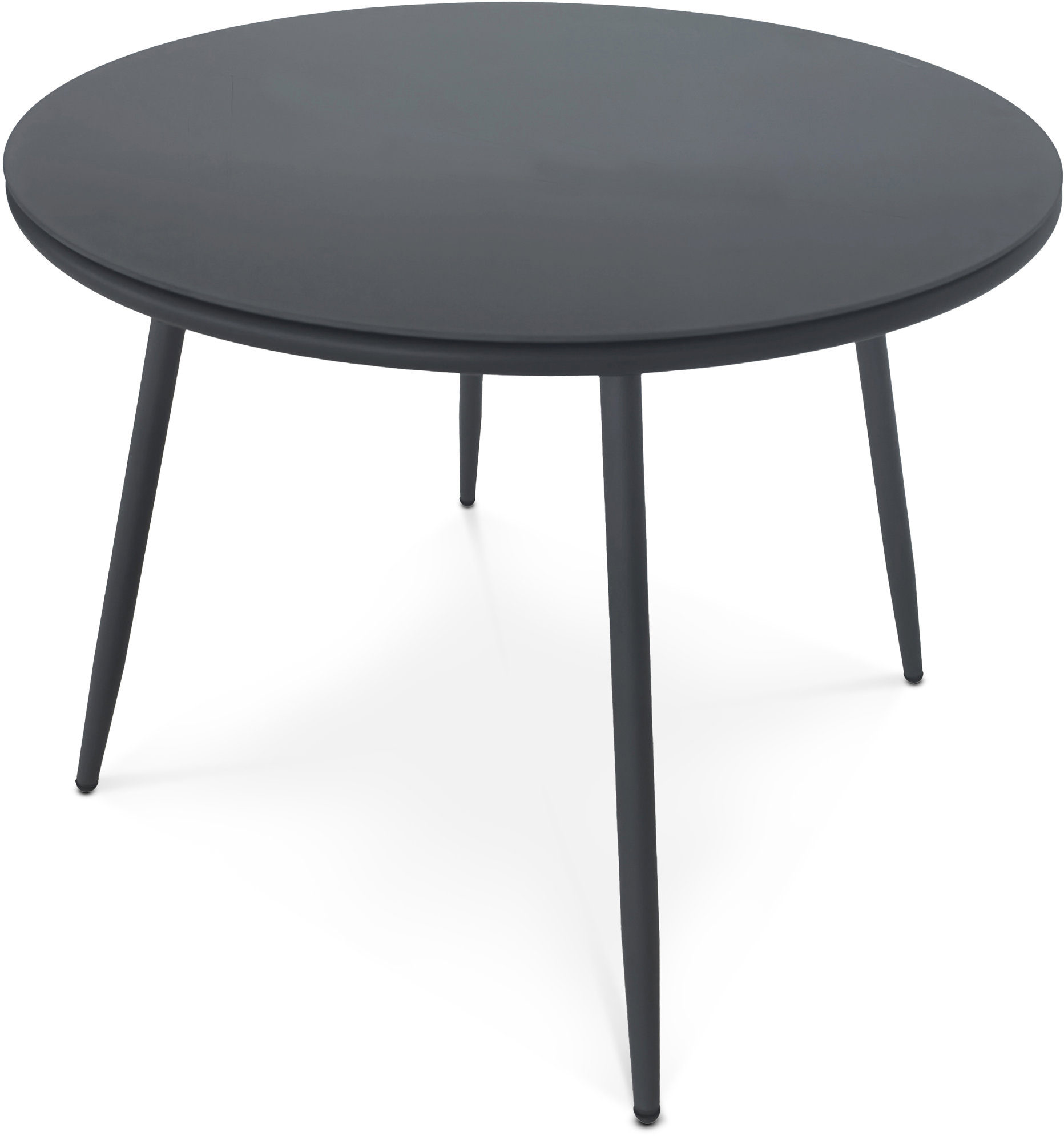 Okrúhly záhradný stôl Luigi, 90 × 90, farba sivá, kov, tvrdené sklo
