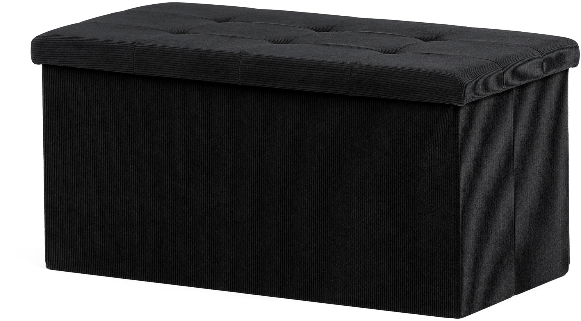 AUTRONIC Taburet s úložným priestorom, čierna menčestrová látka 37 × 77 × 38 cm