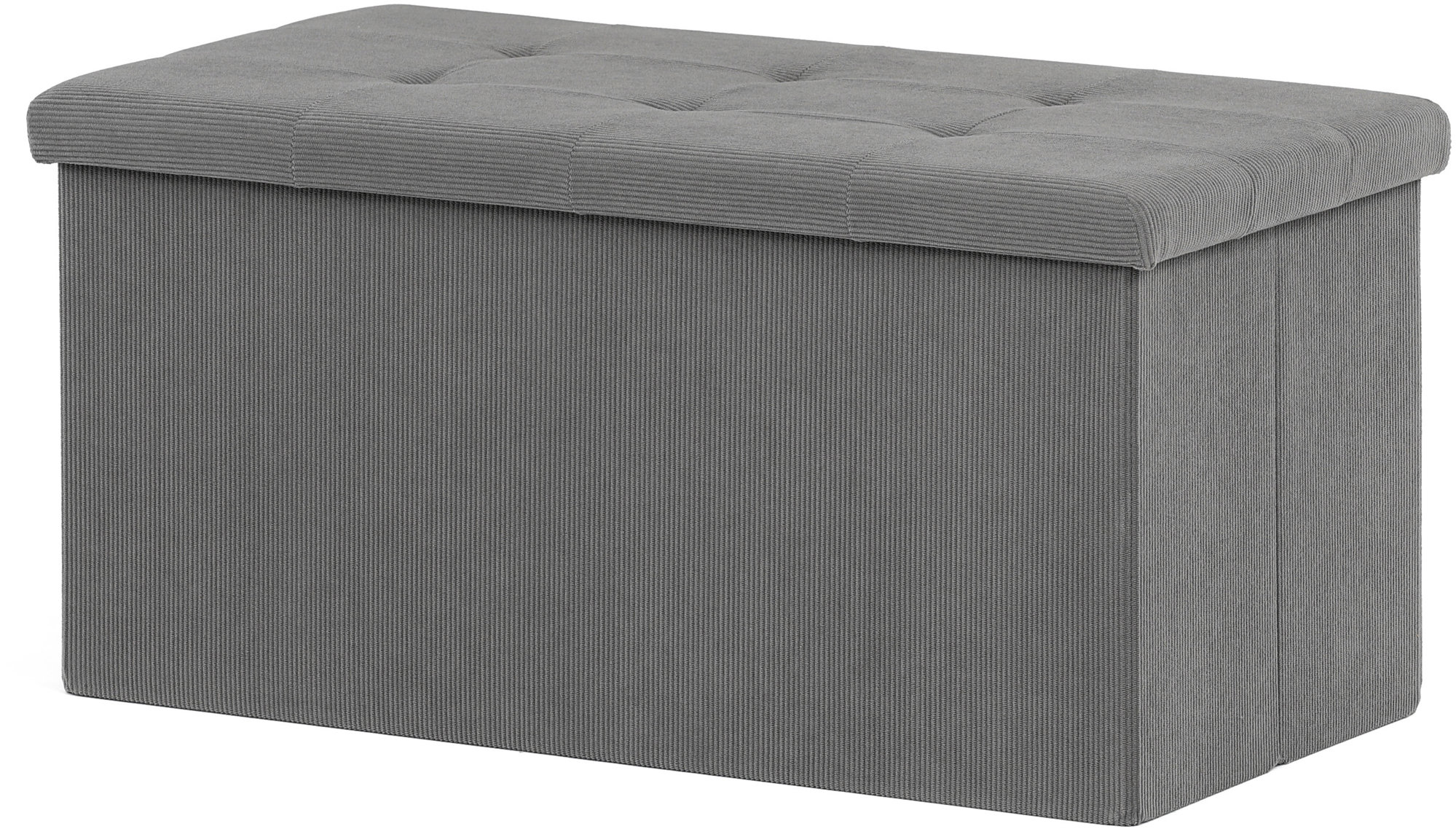 AUTRONIC Taburet s úložným priestorom, sivá menčestrová látka 37 × 77 × 38 cm