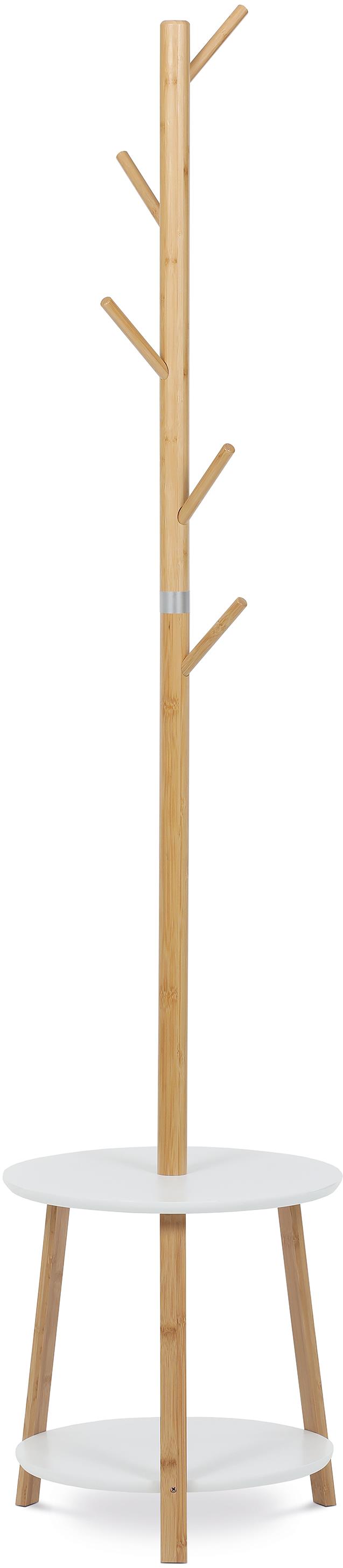 Vešiak drevený stojanový, masív bambus, biela farba + prírodný odtieň N1004