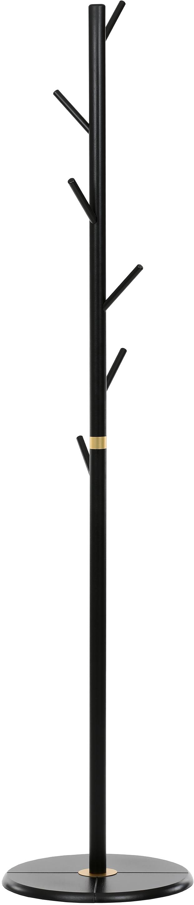 Vešiak drevený stojanový, masív bambus, čierna + zlatá farba