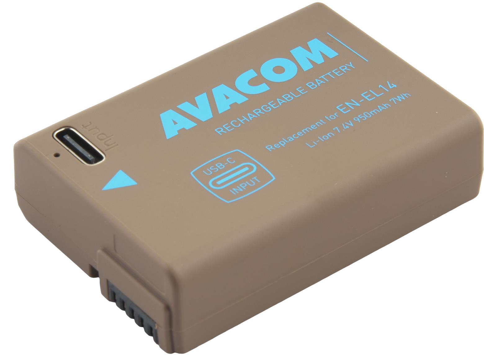 AVACOM Nikon EN-EL14 vstup USB-C Li-Ion