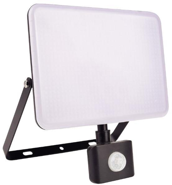 AVIDE Bezrámový LED reflektor so senzorom pohybu čierny, 50 W 4750 lm, denný