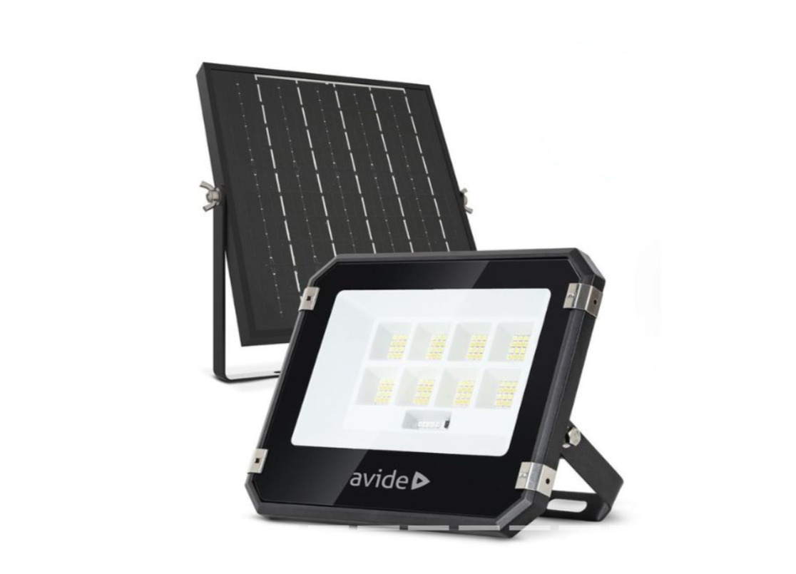 AVIDE Vonkajší solárny LED reflektor 50 W, 700 lm, CCT, samostatný solárny panel, diaľkové ovládanie