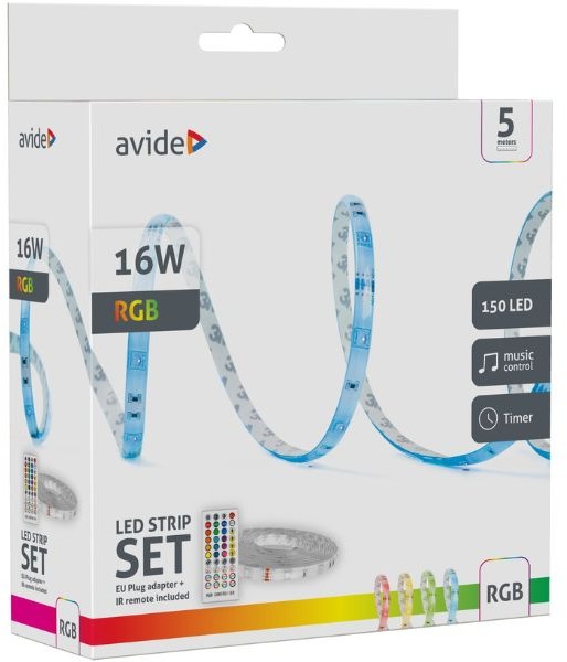 AVIDE Sada LED pásik 3,2 W/m, RGB, so zdrojom 5 m