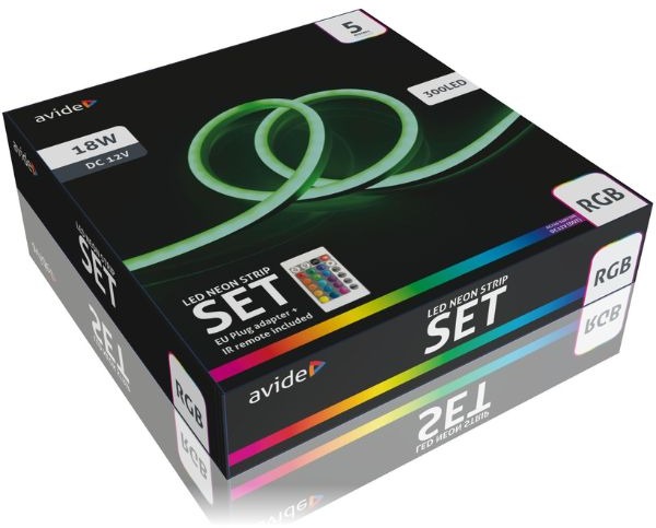 AVIDE Sada LED pásik neón flex 3,6 W/m, RGB, so zdrojom 5 m