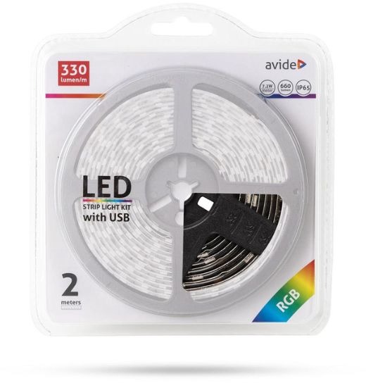 Avide Set vodoodolný LED pásik s ovládačom a USB koncovkou 2 m