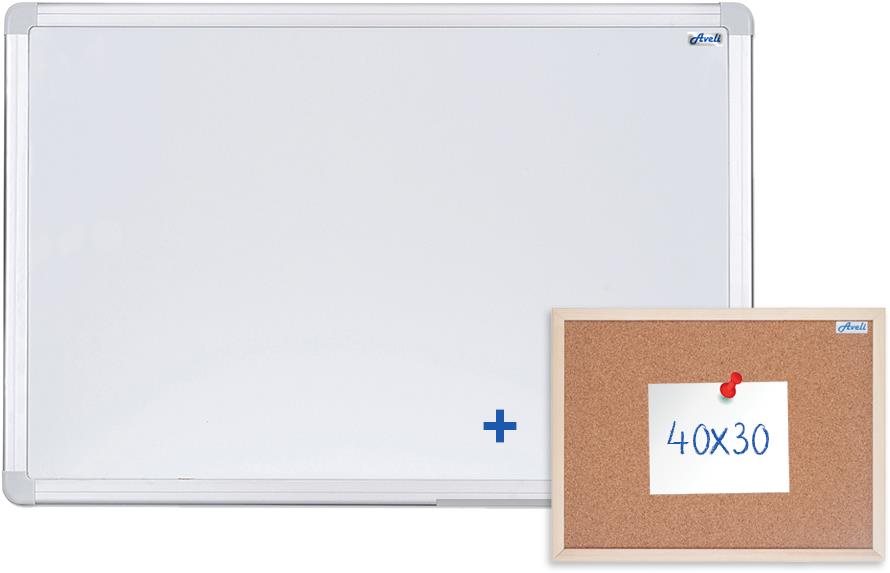AVELI 90 × 60 cm, hliníkový rám + korková nástenka 40 × 30 cm