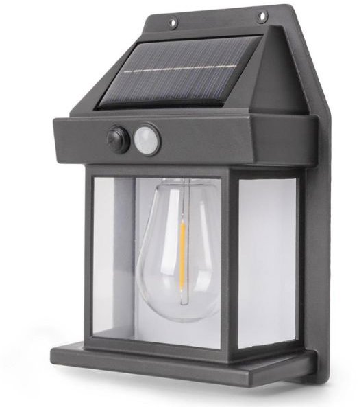 ENTAC Vonkajšie solárne svetlo LED lampáš 1,4 W, teplá farba svetla