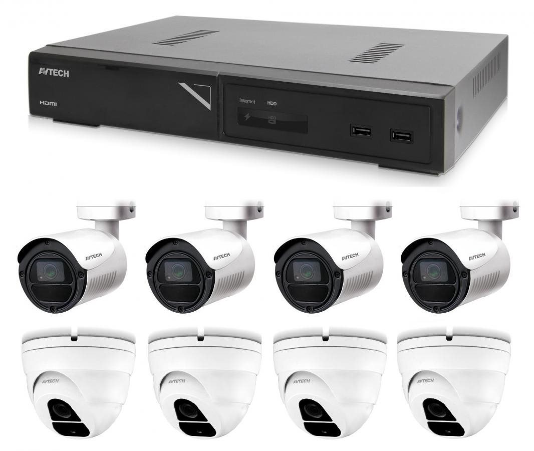 AVTECH kamerová sada 1× NVR AVH1109, 4× 2 Mpx IP Bullet DGM2103SV, 4× 2 Mpx IP Dome DGM2203SVSE