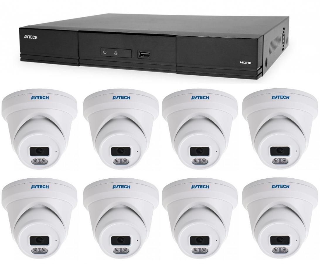AVTECH Kamerový systém – 1× NVR AVH2109AX, 8× 5 MPX IP Dome kamera DGM5206SVAT, 8× kábel UTP