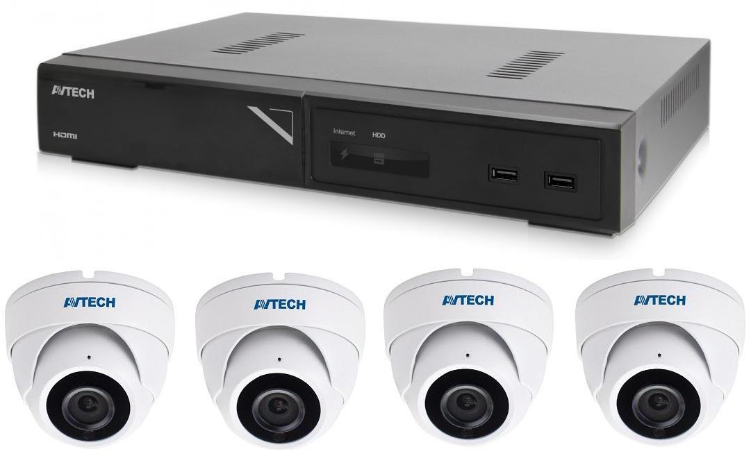 AVTECH NVR AVH1109 + 4× 8 MPX IP Dome kamera AVTECH DGM8208SVAT