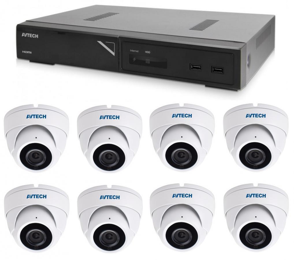 AVTECH NVR AVH1109 + 8× 8MPX IP Dome kamera AVTECH DGM8208SVAT