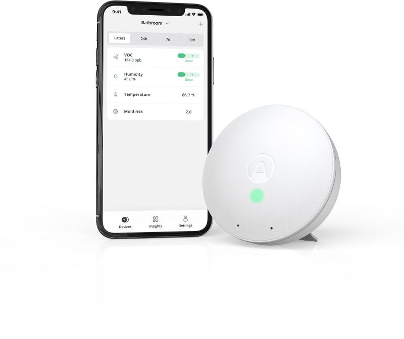 Airthings Wave mini – senzor kvality ovzdušia, vlhkosti, teploty a vzdušných chemikálií