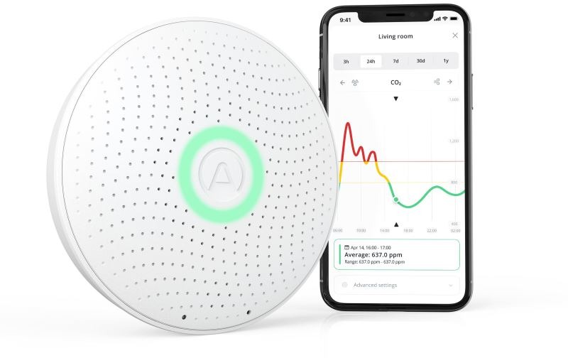 Airthings Wave plus – senzor kvality ovzdušia, radónu, vlhkosti, teploty, VOC, CO2 a tlaku