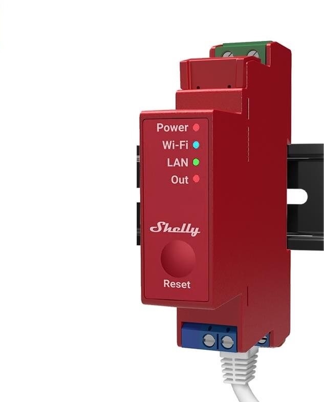 Shelly Pro 1PM, spínací modul na DIN lištu, meranie spotreby, LAN, WiFi, a Bluetooth