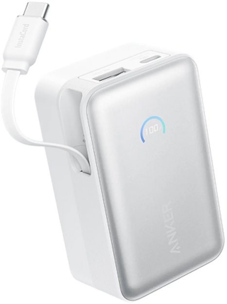 Anker Nano 10000 mAh, 45 W s káblom USB-C biela