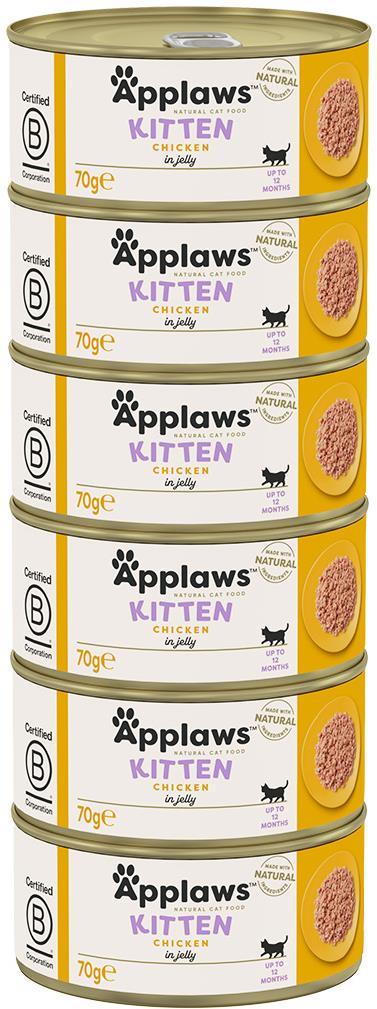 Applaws konzerva Kitten Kurča v želé pre mačiatka 6× 70 g