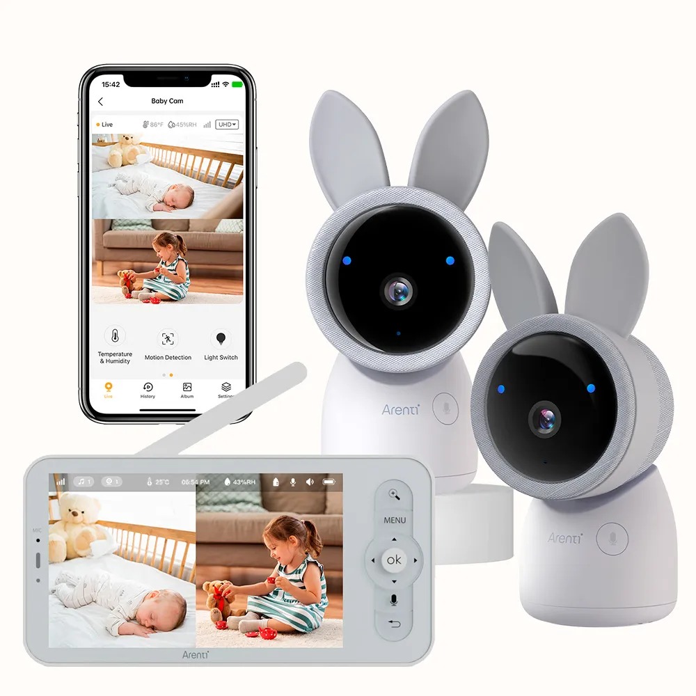 ARENTI 3MP/2K Wi-Fi Video Baby Monitor Kit with dual cameras and LCD Screen