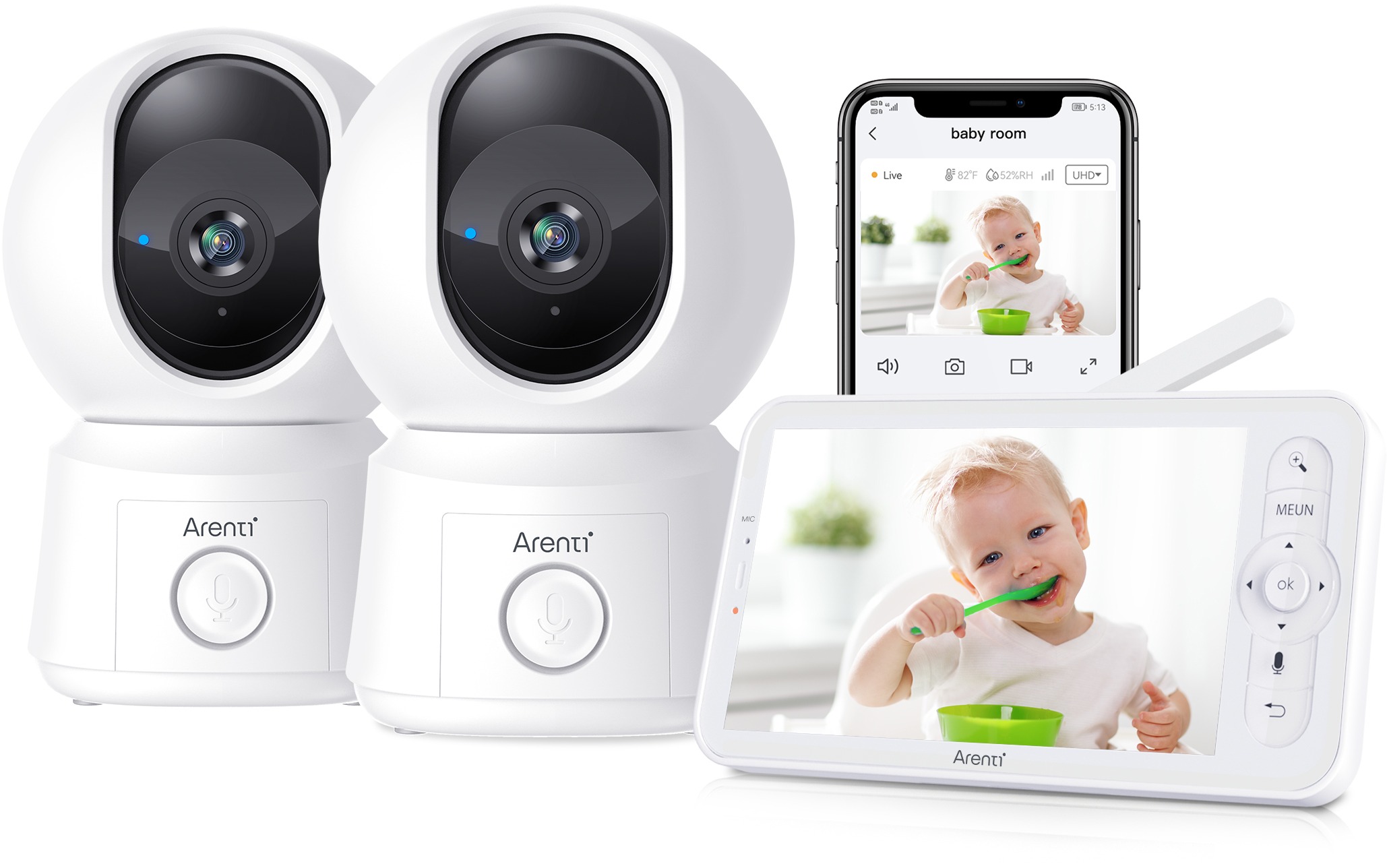 Arenti 2MP/1080P WiFi Video Baby Monitor Kit with dual kamery a LCD displej