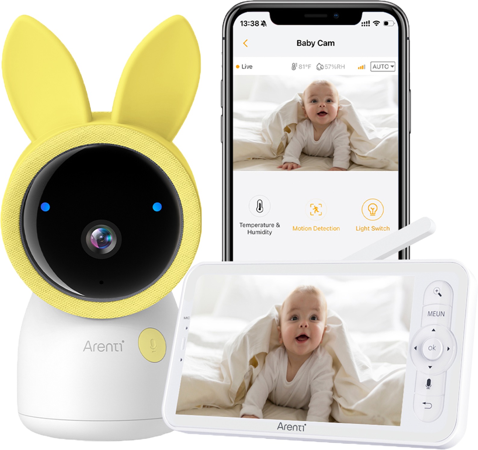 Arenti 5MP/3K WiFi Video Baby Monitor Kit with LCD Screen