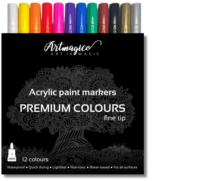 Artmagico Akrylový popisovač s jemným hrotom (1 mm) 12 ks