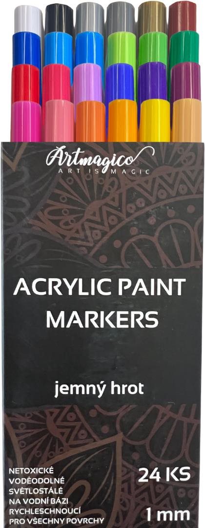 Artmagico Akrylový popisovač s jemným hrotom (1 mm) 24 ks