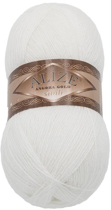 Bellatex Angora Gold Simli 100g, 55 biela