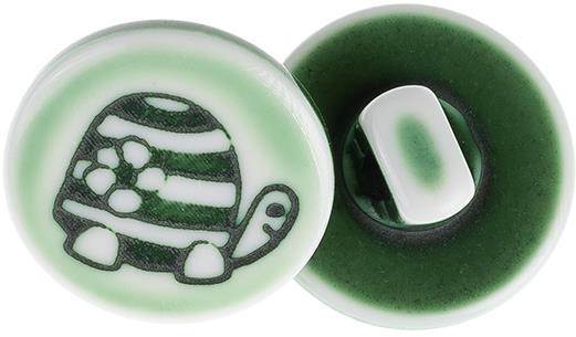 Gombíky Žirovnice Gombík 1,5 cm korytnačka na zelenej 349892V, súprava 6 ks