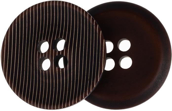 Knoflíky Žirovnice Gombík 3,5 cm hnedobiely prúžok, 365352, súprava 3 ks