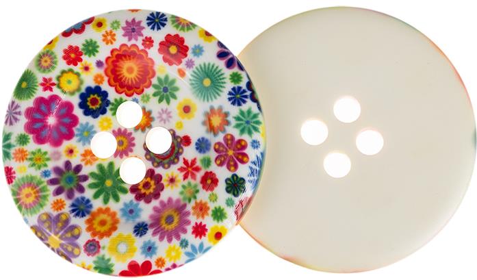Knoflíky Žirovnice Gombík 5 cm kvietky farebné, 336331C2, sada 2 ks