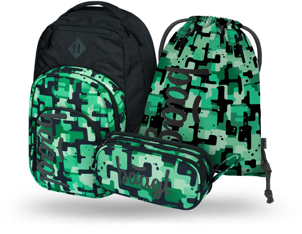 BAAGL 3 Set Coolmate Green: batoh, peračník, vrecko