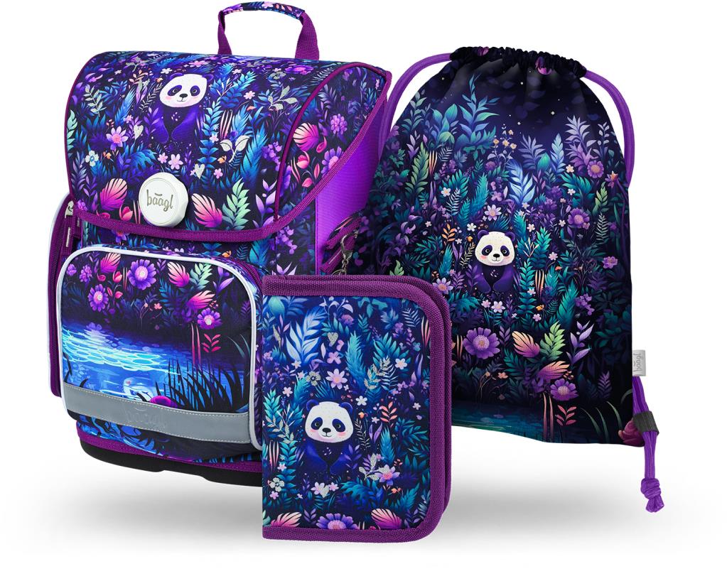 BAAGL 3 Set Ergo Jungle Panda: aktovka, peračník, vrecko