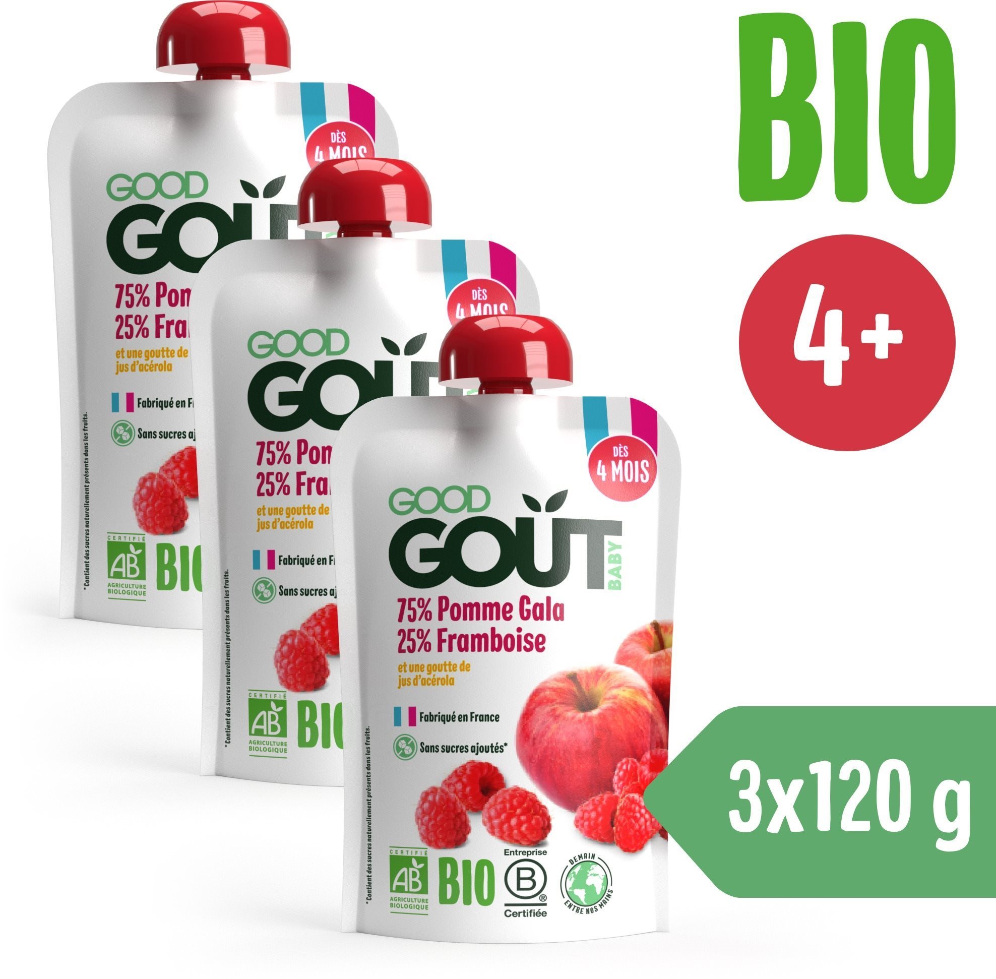 Good Gout BIO Jablko s malinou 3× 120 g