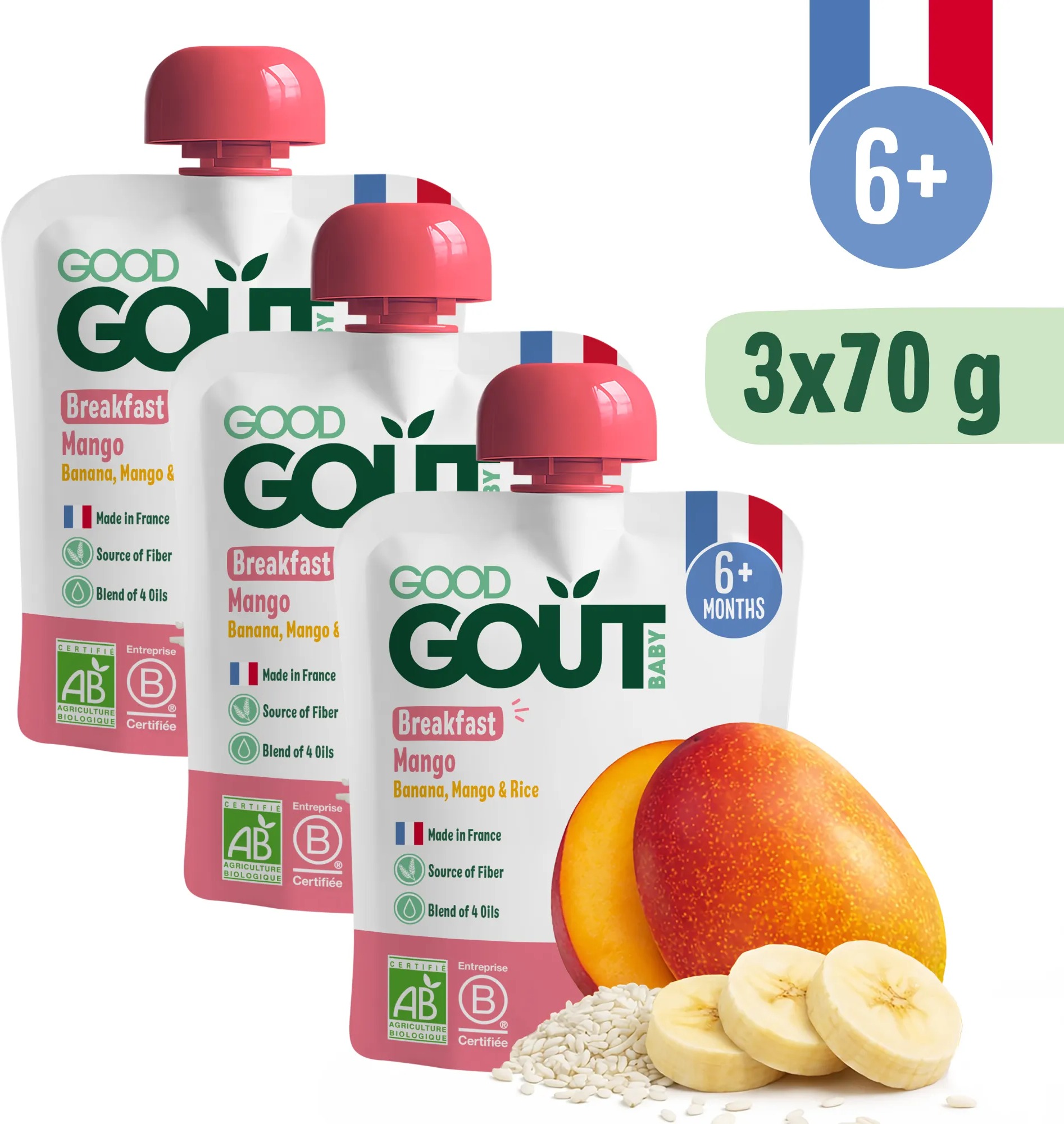 Good Gout BIO Mangové raňajky 3× 70 g