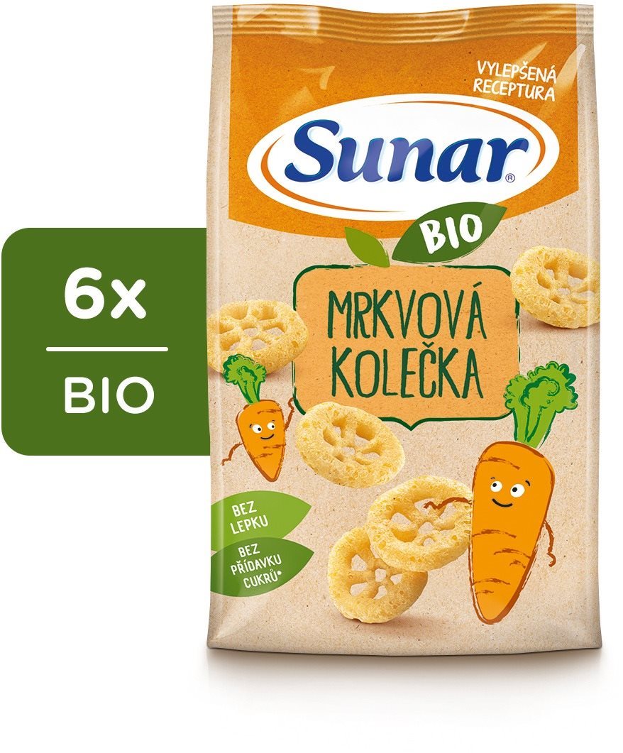 Sunar BIO detské chrumky mrkvové kolieska 6× 45g