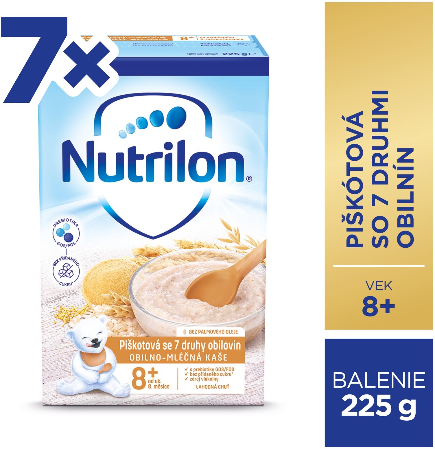 Nutrilon Pronutra Piškótová kaša so 7 druhmi obilnín 7× 225 g