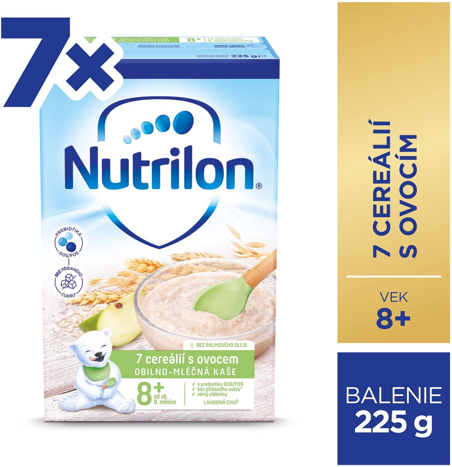 Nutrilon Pronutra Kaša 7 cereálií s ovocím 7× 225 g