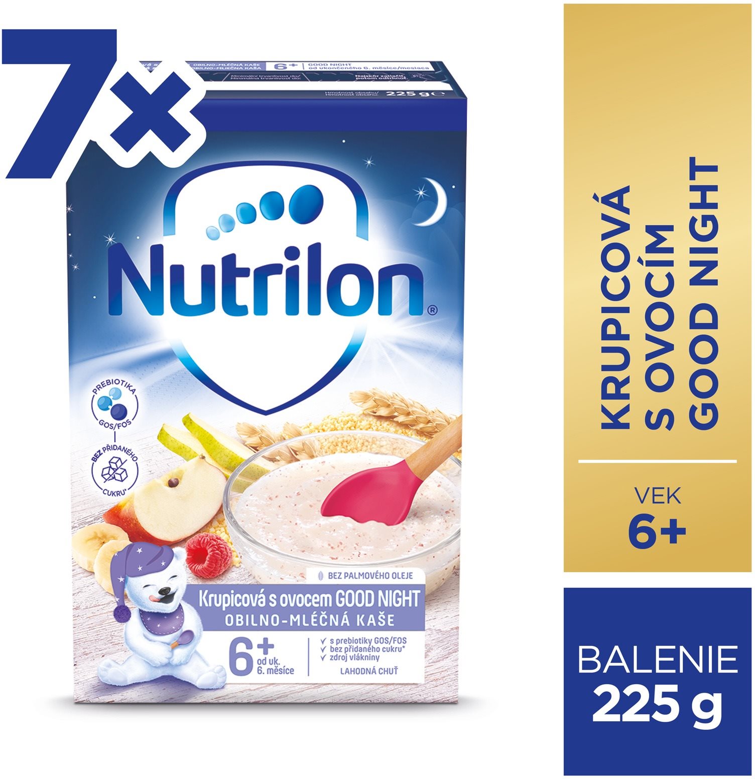Nutrilon Pronutra Krupicová kaša s ovocím GOOD NIGHT 7× 225 g