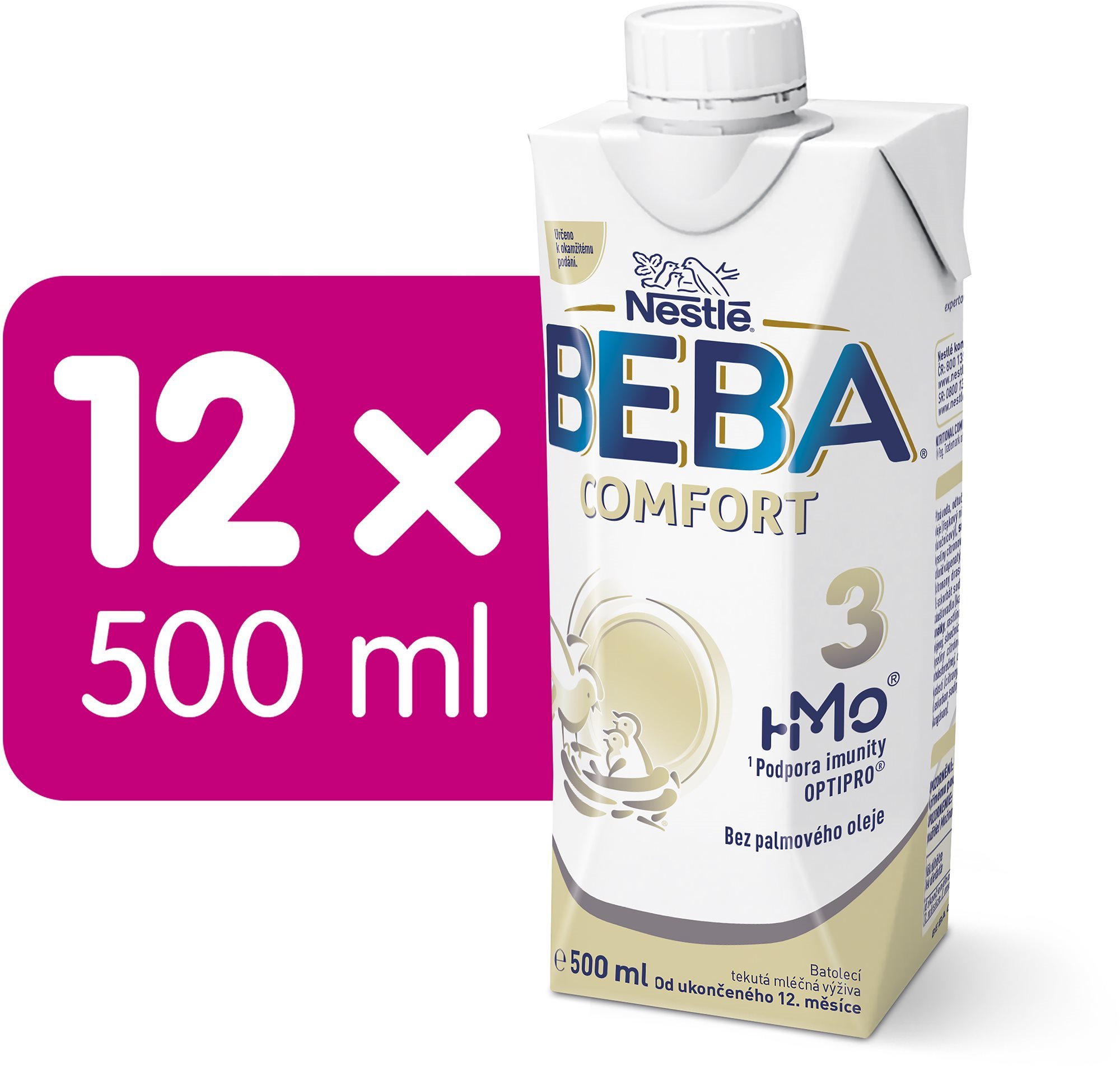 BEBA COMFORT 3, HMO, tekuté mlieko pre malé deti, 12× 500 ml