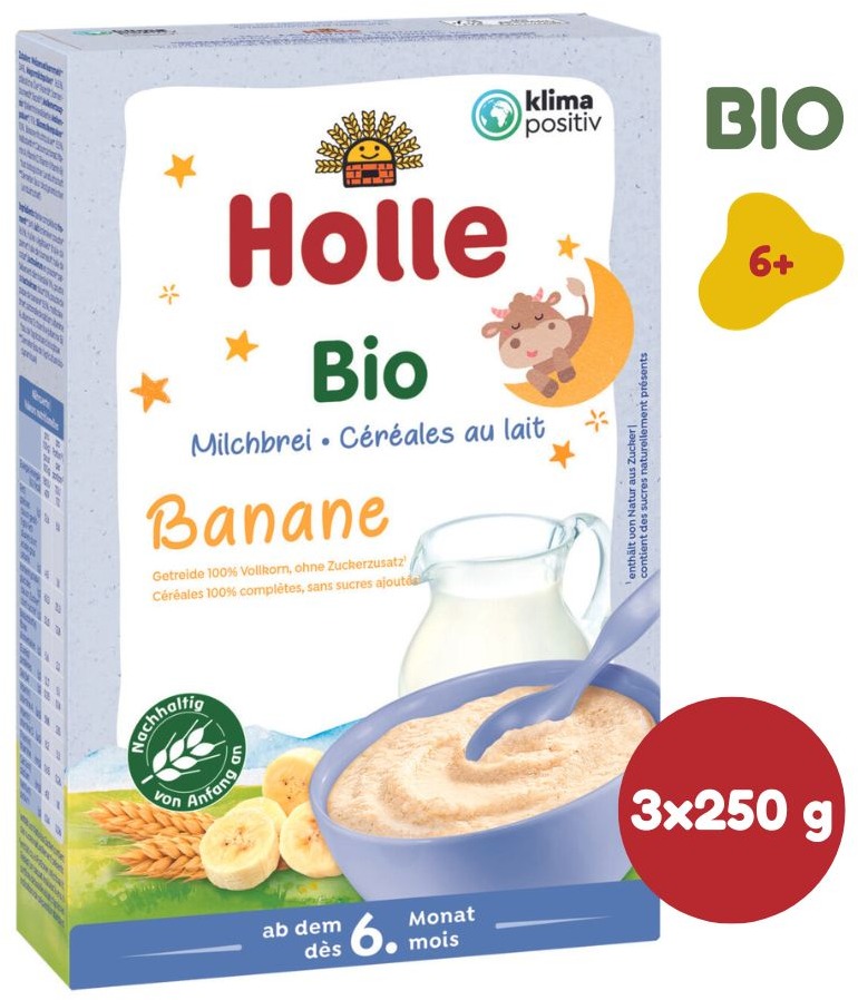 HOLLE BIO banánová Mliečna kaša 3 ks