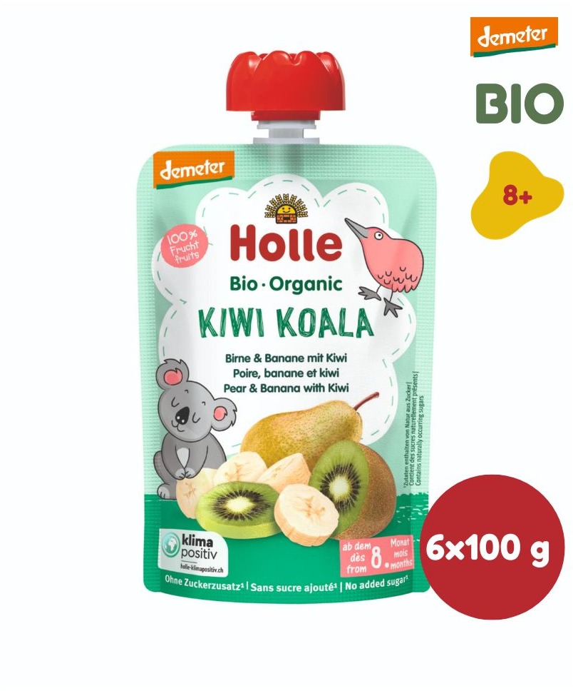 HOLLE Kiwi Koala BIO hruška banán kivi 6× 100 g