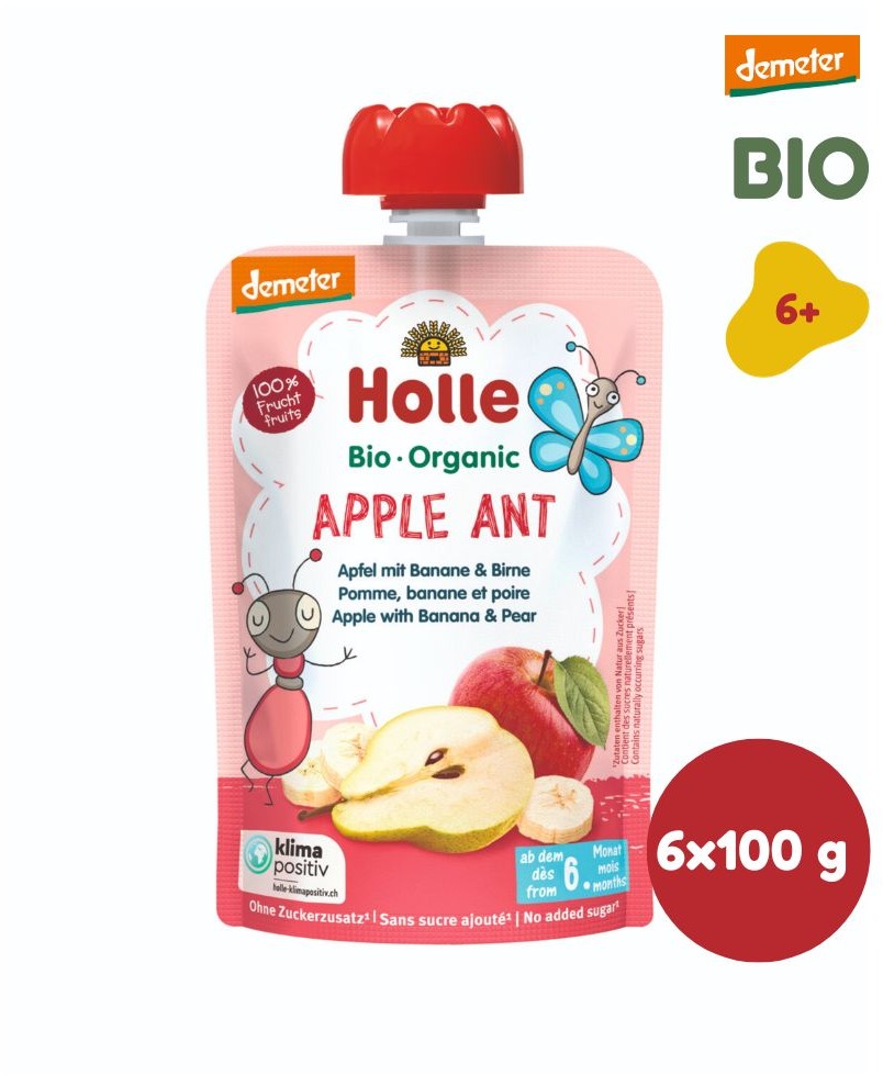 HOLLE Apple Ant BIO jablko banán hruška 6× 100 g