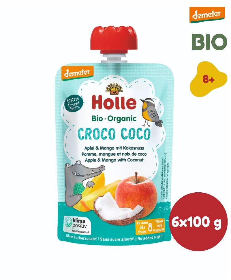 HOLLE Croco Coco BIO jablko mango kokos 6× 100 g